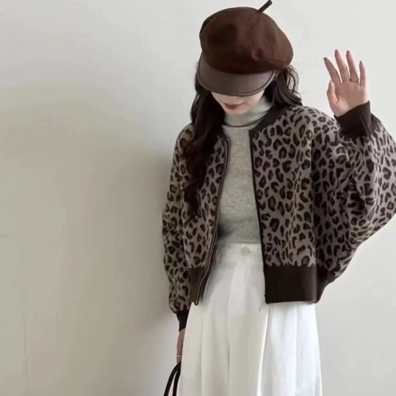 Dames lente en herfst nieuwe temperament mode Joker luipaardprint mode jas honkbal uniform korte luipaardprint jas