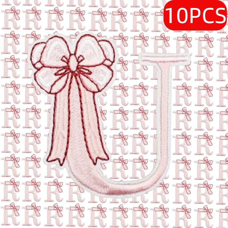 

10PCS Wholesale Set of Bow Hair Embroidery Patch Lots of 26 English Letters Bag Decorative Cloth Letter Embroidered Ironing