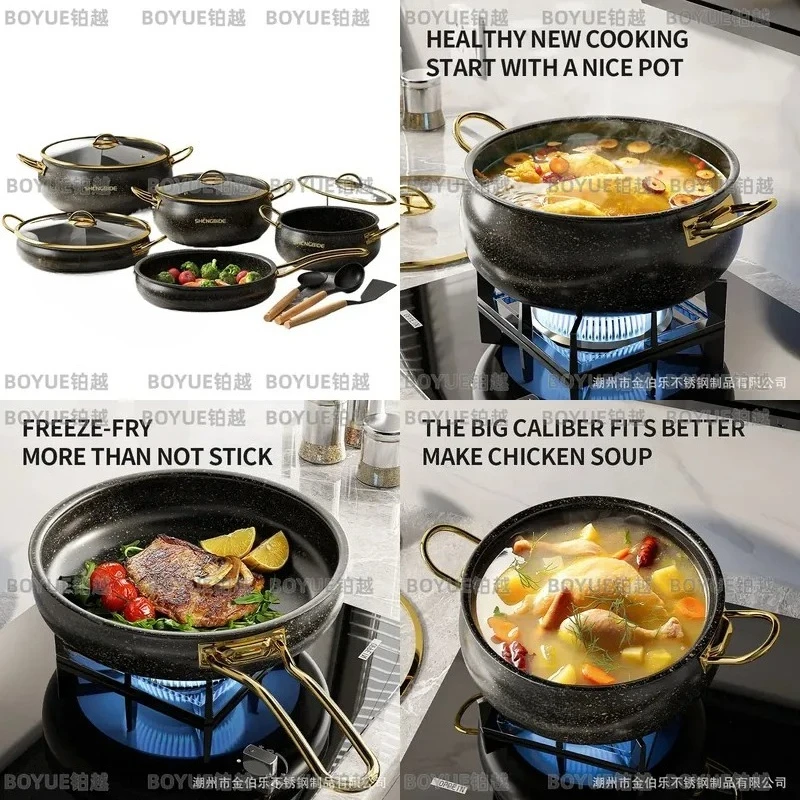 12 Piece Stainless Steel Cookware Set 304 Tri Ply Nonstick Pots and Pans with Silicone Spatula Spoon Kitchen Cooking