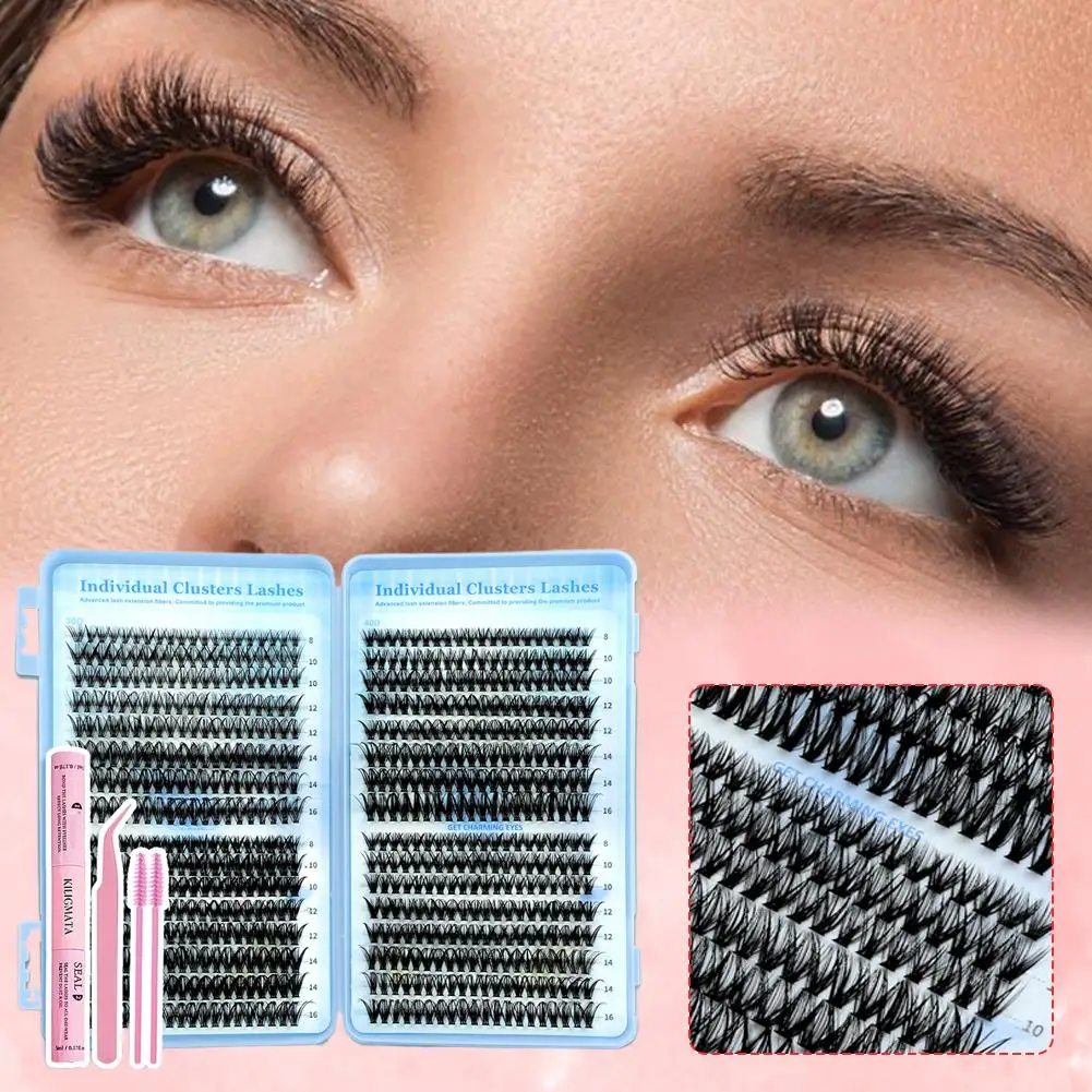 Wimperverlengingsset 30D 40D 50D Individuele wimpers Pincet Pluizige kit Gemengde wimpers Piekerige lengte met lijmclusters L7F9