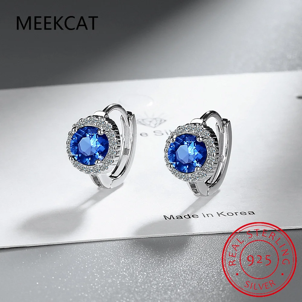 Luxury 2.1ct Green Simulated Nano Emerald 925 Sterling Silver Round Hoop Earring for Women Gemstone Statement Jewelry Aretes