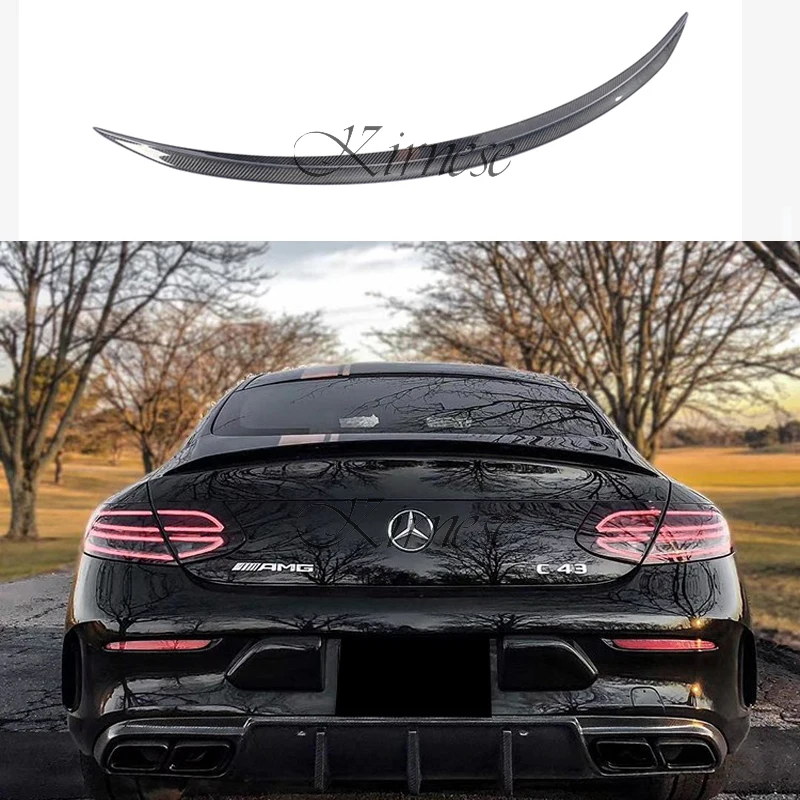 For Mercedes C Class W205 Spoiler Carbon Fiber Rear Trunk Spoiler wing C200 C250 C300 C180 C350 Coupe 2 Door Car 2015 - UP