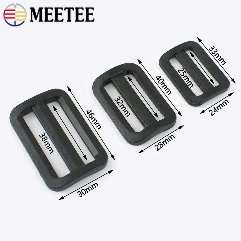 20Pcs Meetee 32/38mm Plastic Tri-Glide Ring Buckles Bag Strap Slider Clasp Webbing Belt Adjuster Hook Dog Collar DIY Accessories