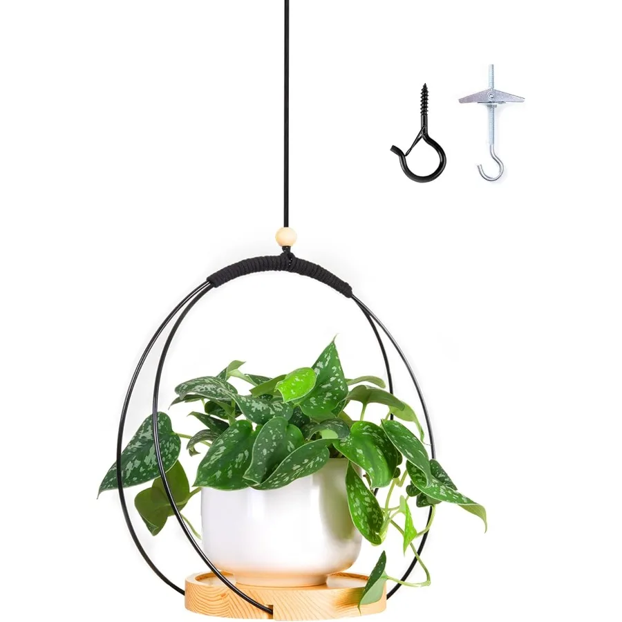

Вешалка для комнатных растений, подвесной держатель для растений в стиле макраме для потолка, подвесной горшок с деревянными бусинами для горшечных растений, дома D
