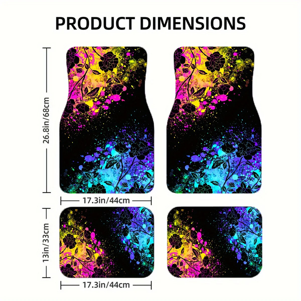 1pc/2pcs/4pcs Blue And Pink Ink Painting Flowers Pattern Fashion Art Car Mats, Universal For All Seasons, Comfortable And Durabl