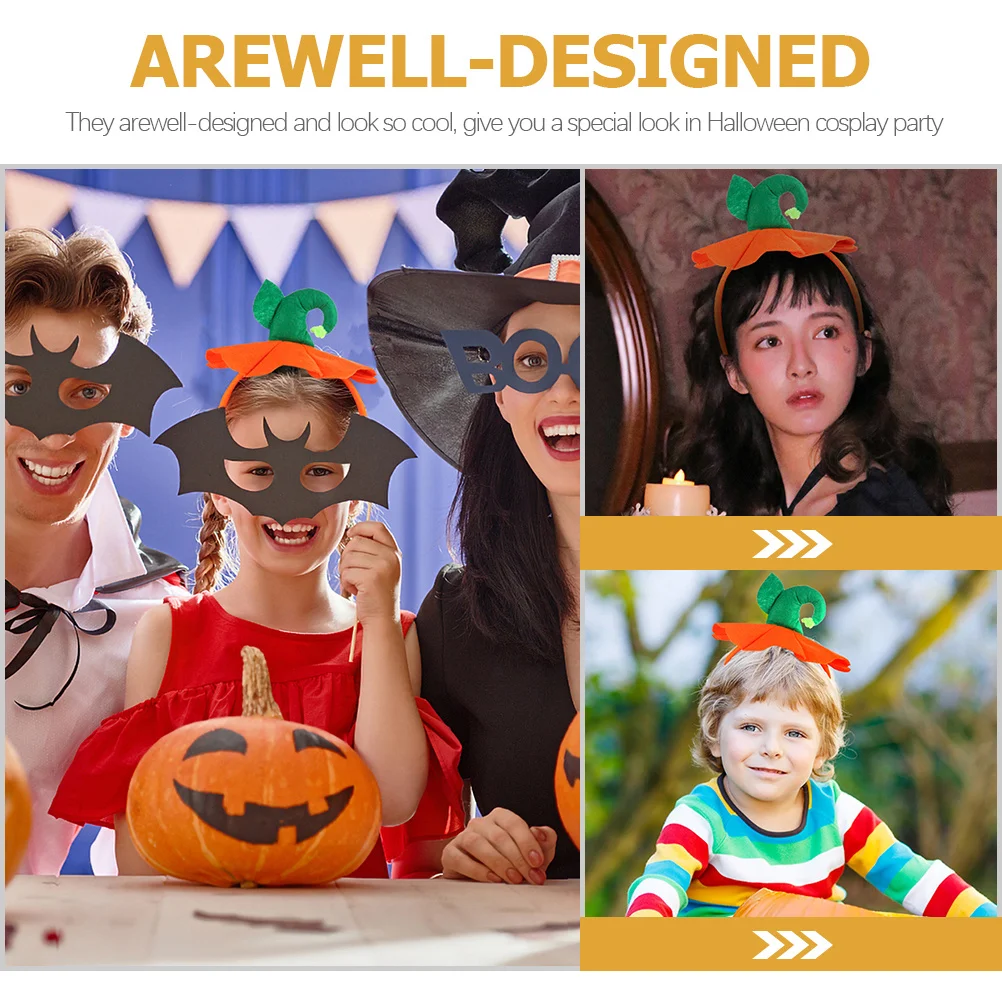 

2Pcs Pumpkin Headband Halloween Cosplay Costume Props Funny Trendy Hair Accessories Party Favor Pumpkin Headband