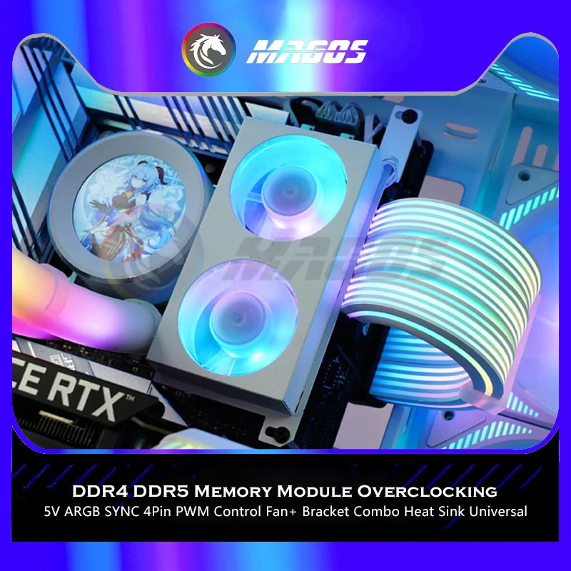 

DDR4 DDR5 Memory Module Overclocking 5V ARGB SYNC 4Pin PWM Control Fan + Bracket Combo Heat Sink Universal