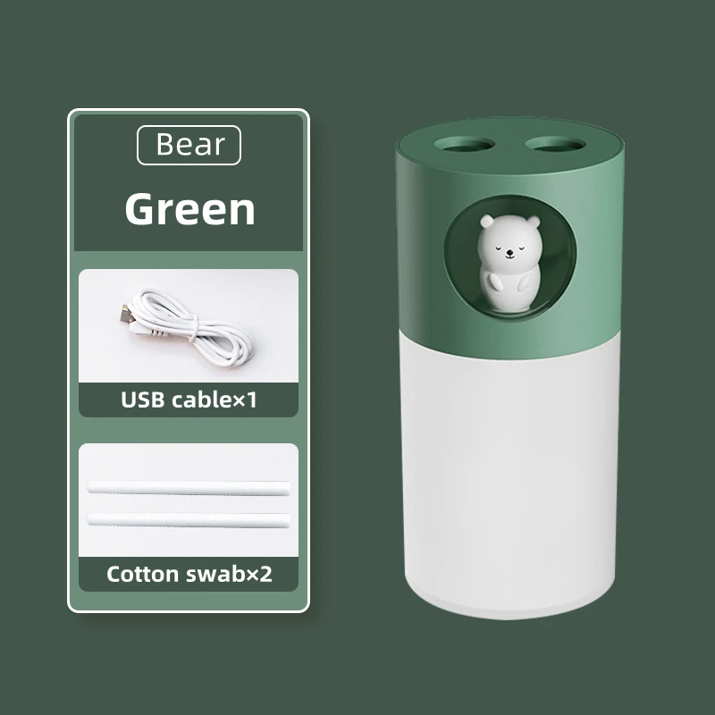 Buse de pulvérisation Double, humidificateur avec veilleuse chaude pour la maison, brume fraîche ultrasonique, diffuseur d'eau aromatique USB, 270ml