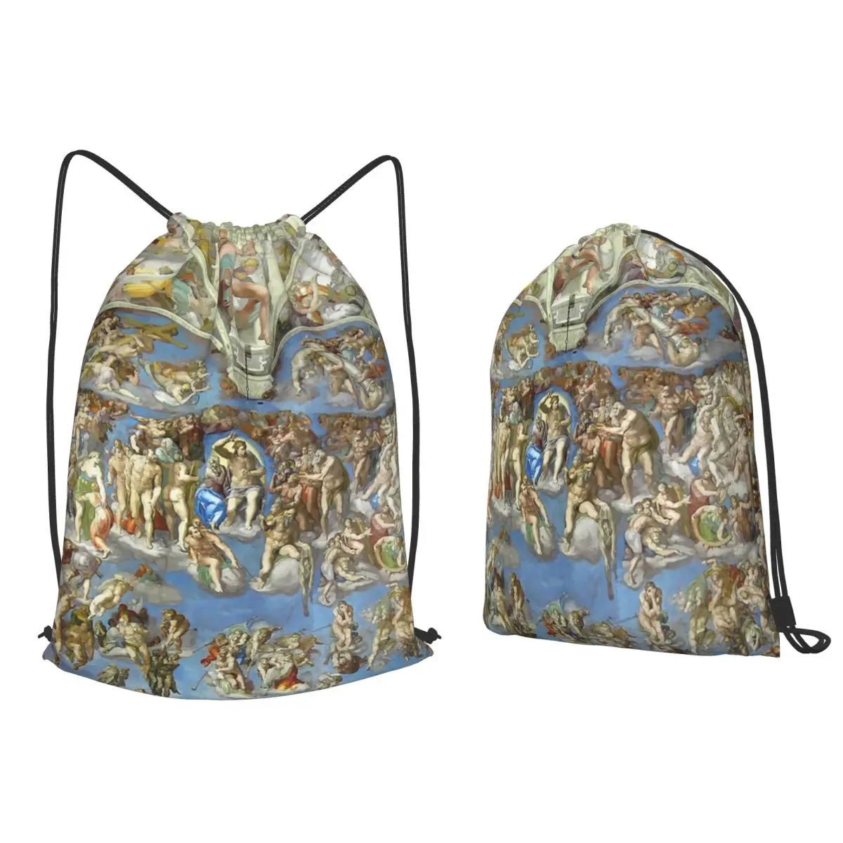 Michelangelo's The Last Judgement Backpacks Portable Drawstring Bags Sports Bag Book Bags for Man Woman Students