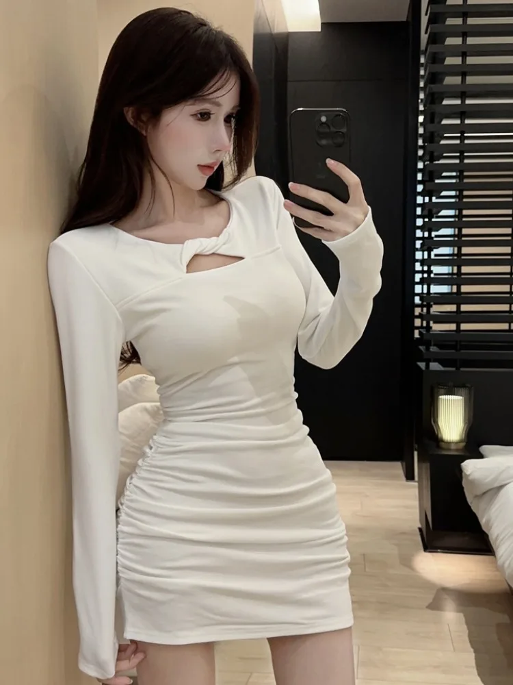 

Autumn Winter Fleece Lined Thickened Wrap around V-neck Design Women's Dress Sexy Skirt Style Commute Simple Style