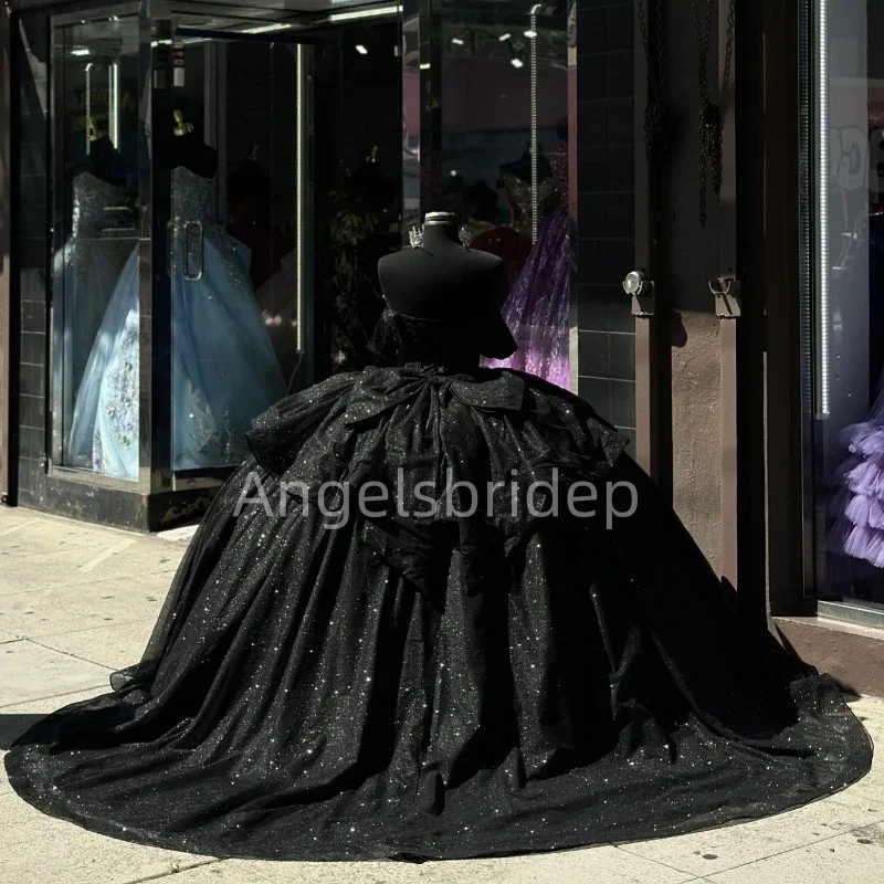 Angelsbridep Customized Black Ball Gown Quinceanera Dresses Vestidos De 15 Quinceañera Beads Glitter Tulle Princess Party Dress