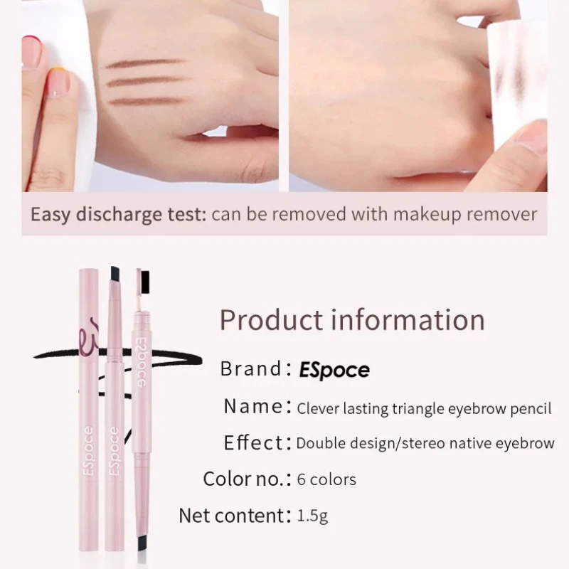 하이 퀄리티 삼각형 자동 회전 듀얼 헤드 눈썹 펜슬, 메이크업 방수, 얼룩 방지, 이중 사용 눈썹 펜, 화장품 도구, 신제품
