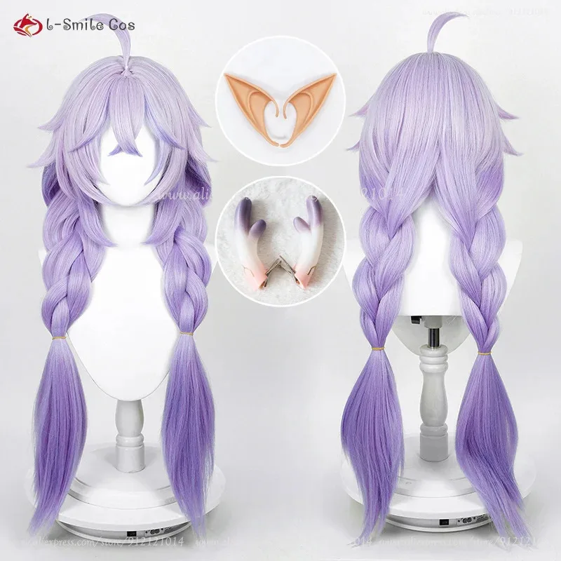 

Game HSR Bailu Cosplay Wig Long Purple Gradient Wigs Cosplay Anime Cosplay Wig For Women Heat Resistant Synthetic Hair + Wig Cap