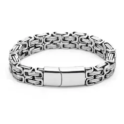 New Hip Hop 316L Stainless Steel Double Byzantine Chain Bracelet for Men Women Punk Solid Metal Kpop Charms Gift