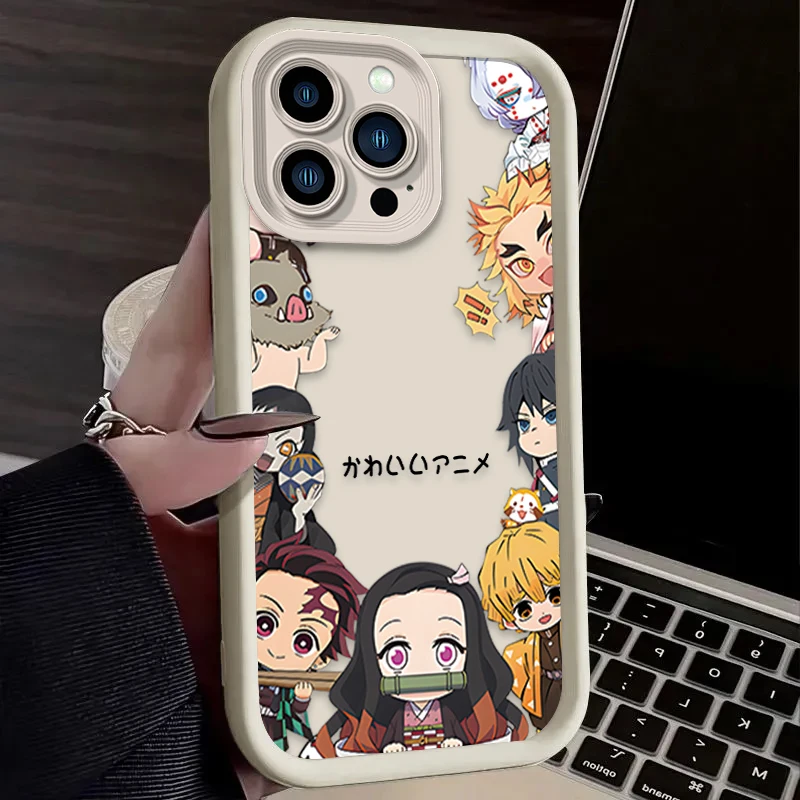 漫画鬼滅の刃マットスマホケース iPhone 16 16E 15 14 13 12 11 Pro Max X XS XS Max XR SE 2020 SE4 7 8 耐衝撃カバー