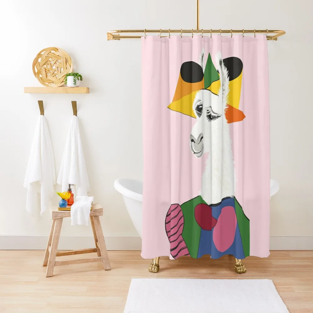 Portrait of Llama Shower Curtain Shower For Bathrooms Shower Bath Sets For Bathroom Anti-Mold Waterproof Curtain