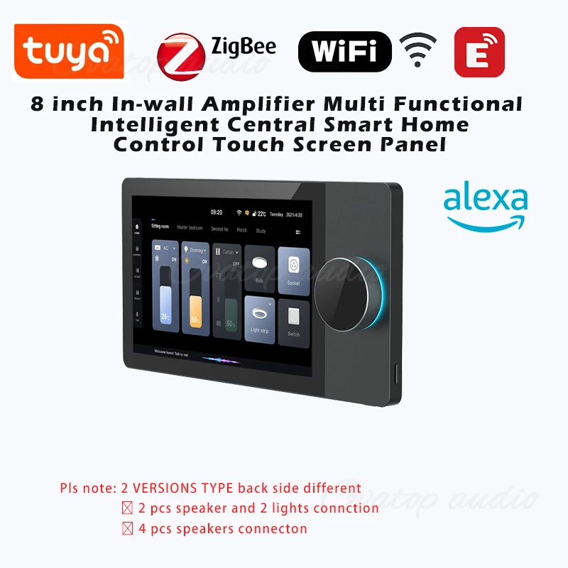 8inch WIFI Tuya ZIGBEE Getway Wall Amplifier Smart Home Control with RS485 Port Remote Control with Relay for Switch Light Panel