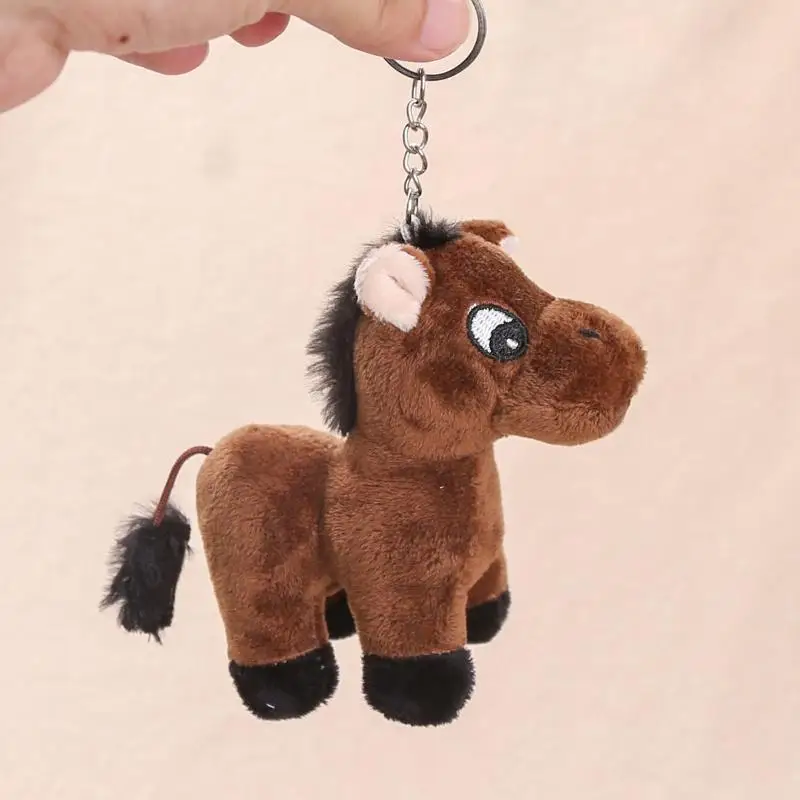 1Pcs Cartoon Pony Anhänger Stofftier Pferd Plüsch Spielzeug Schlüssel Ring Rucksack Ornamente Hängende Dekoration