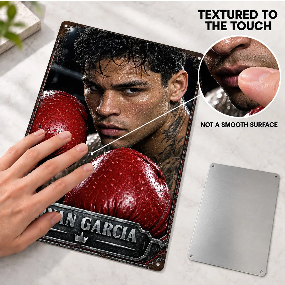 Ryan Garcia Boxing Card Textured Metal Poster Customized Aluminum Sign Color Portrait Photography Wall Art For Sports Lounge