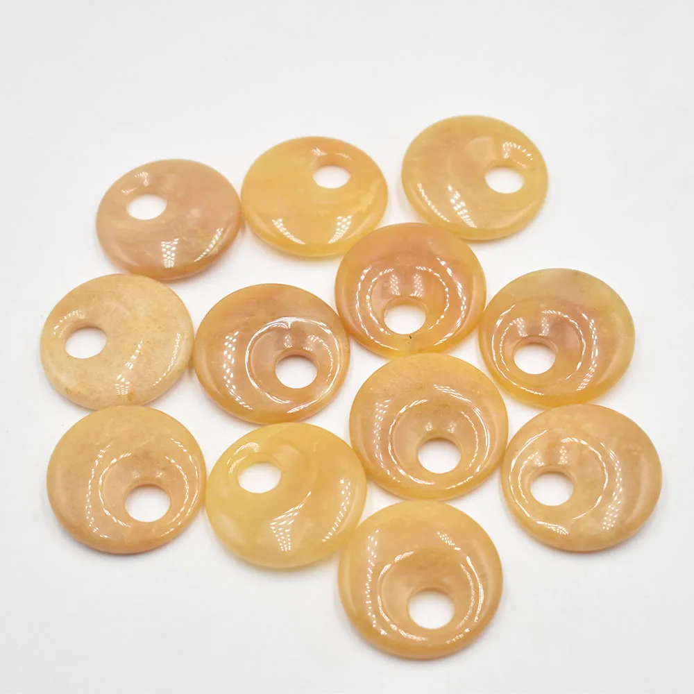 

Fashion quality natural stone 30mm gogo donut charms pendants for necklace Bracelet jewelry making Wholesale 12pcs/lot