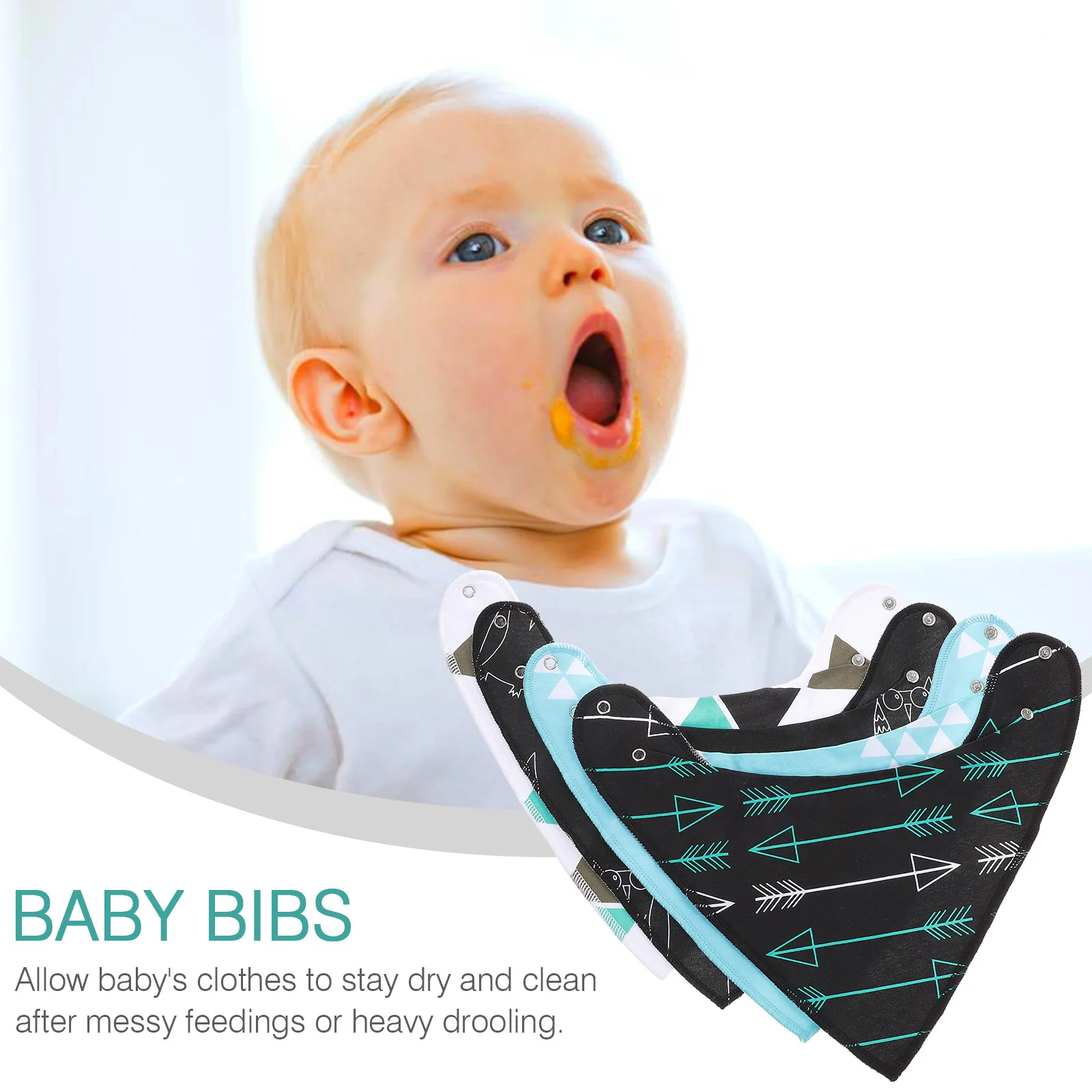

4Pcs Waterproof Baby Bib Cotton Lightweight Drooling Feeding Bib for Toddler Newborn Protection Skin-Friendly