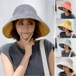 Foldable Sunscreen Hat Fashion Cotton Big Brim Empty Top Cap UV Protection Beach Outdoor Sports Double Sided Sun Hat Fashion