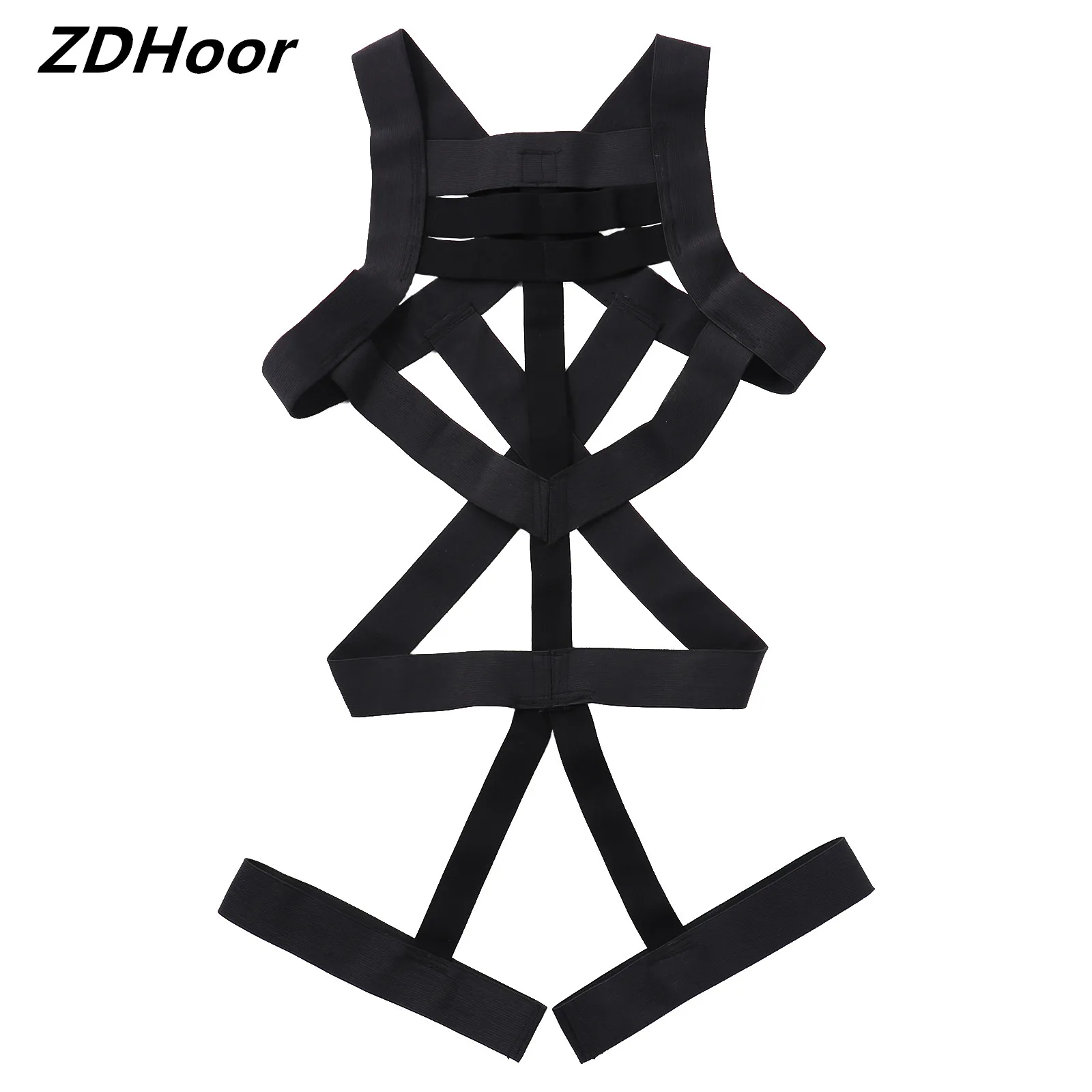 

Men Body Shoulder Chest Harness Belt Elastic Straps Criss Cross Back Hollow Out One-piece Jockstrap Bodysuit