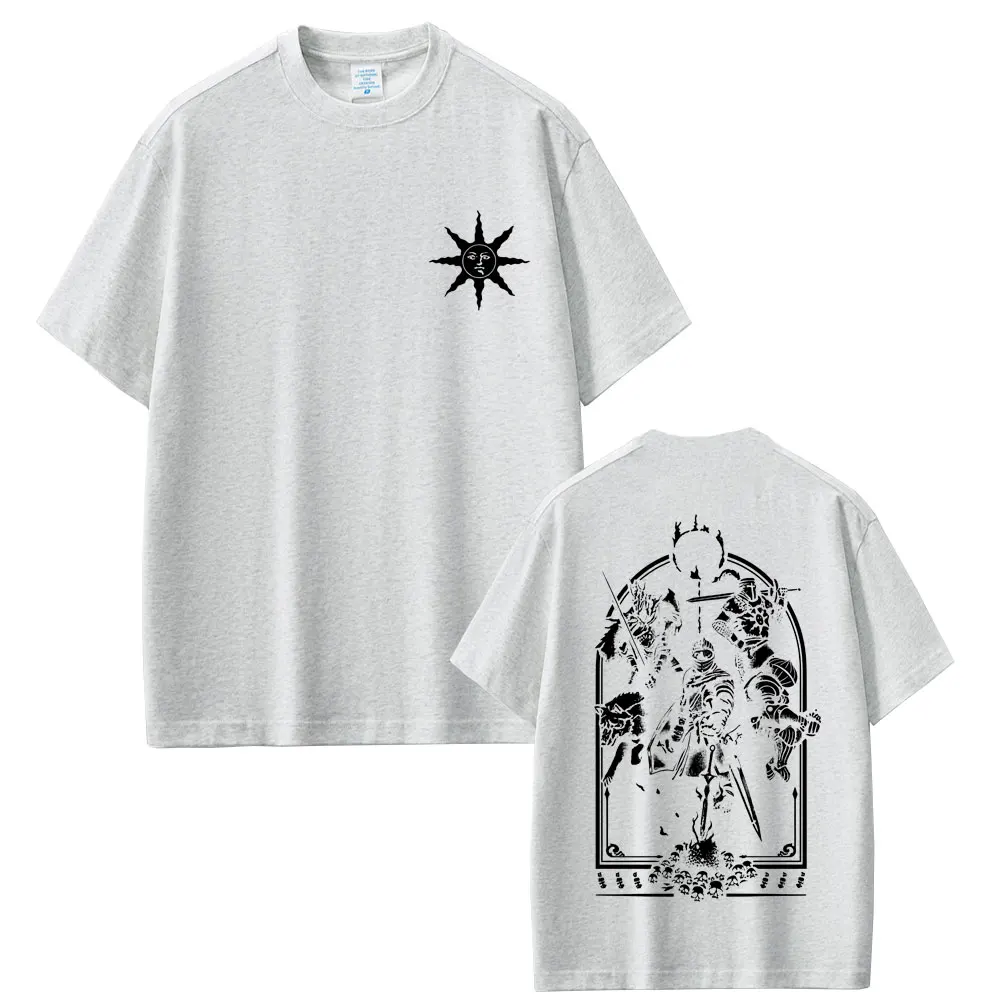 Game Dark Souls Praise The Sun Graphic T-shirt Men Women Vintage Gothic Rock T-shirts Men's Casual Cotton Short Sleeve T Shirts view 5