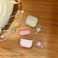 Pink blue diamond grid colored star silicone case suitable for AiRpods 2, 3, 4 Pro Pro2 wireless Bluetooth headphone cover