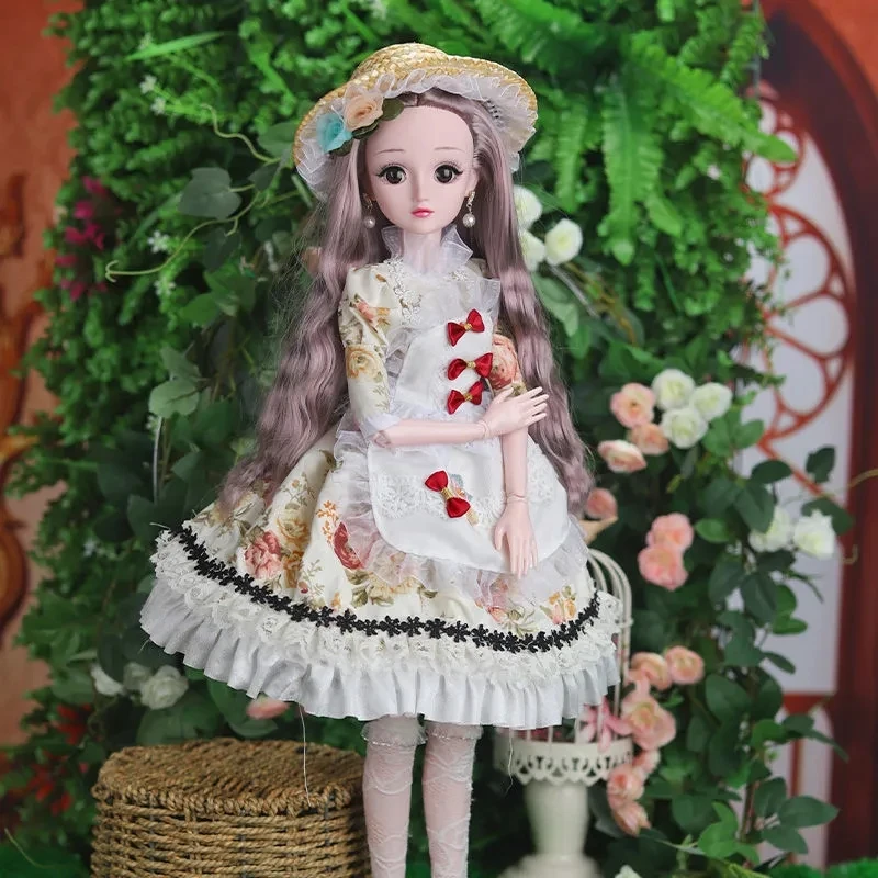 60CM BJD SD Mädchen Puppe 1/3 Ball Verbunden Weibliche Körper Mit Mode Kleid Schließen Können Augen DIY Mädchen Spielzeug für Kinder Geburtstag Geschenk