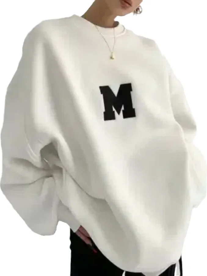 Otoño Invierno mujer Slim Fit Fce forrado impreso sudadera bordado pesado Faionable ropa de abrigo Casual suelta