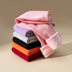 Winter Girls' long trousers Thickened Fleece-lined Tight-fitting Elastic And Slim-fitting Candy-colored Keep Your Princess Cozy
