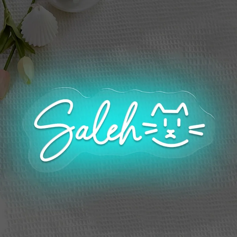Customized LED neon love cat pattern creative modeling light, can customize name text pet store sign USB power supply,Cute cat