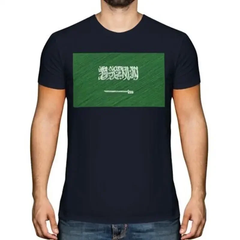 Saudi Arabia Doodle Flag Men's T-Shirt Top Gift Al-Mamlaka Al- ^