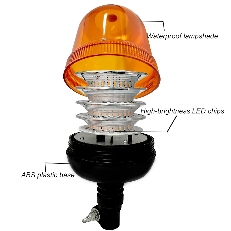 2026 12V/24V Amber LED Warning Beacon Light Rotating Strobe Light for Trucks Excavators Tractors