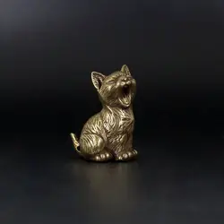 Crafts Brass Small Cat Metal Statue Cute Creative Tea Pet Simulated Exquisite Model Sculpture Toy