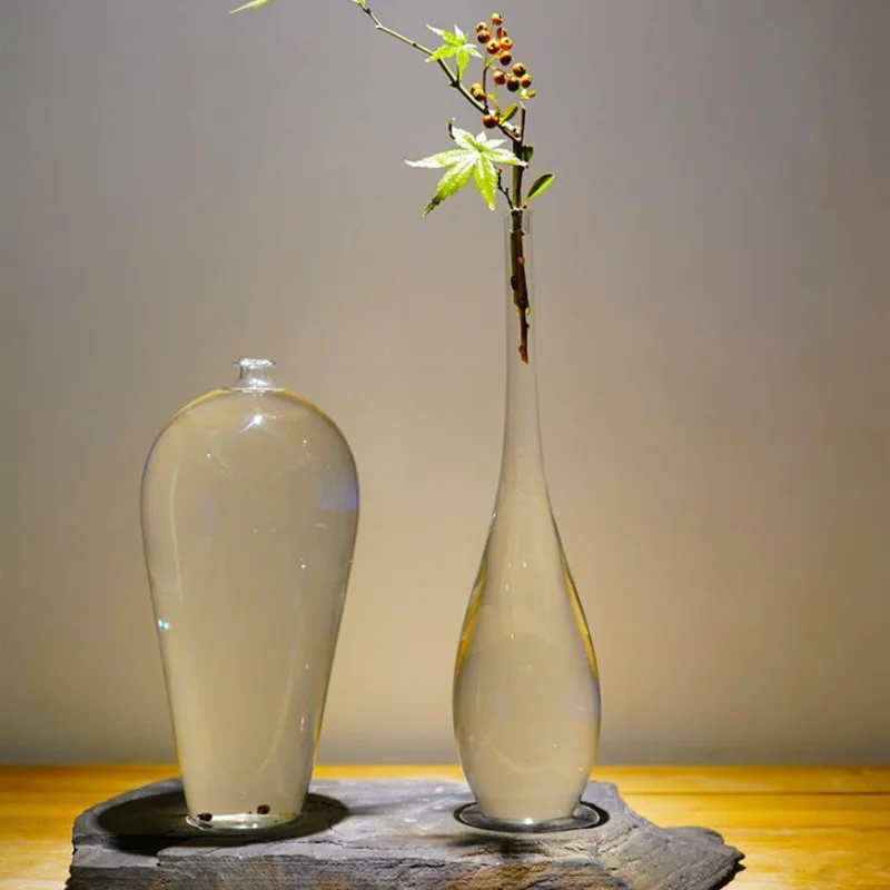 Japanese-style glass vase transparent Zen realm home decoration accessories modern borosilicate flower arrangement hydroponics