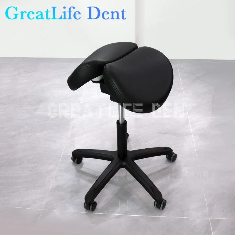 GreatLife Dent Dental Ergonomic Luxury Pu Leather Saddle lifting Swivel Adjustable Double Leg Rest Mute Wheel Back Clinic Chair