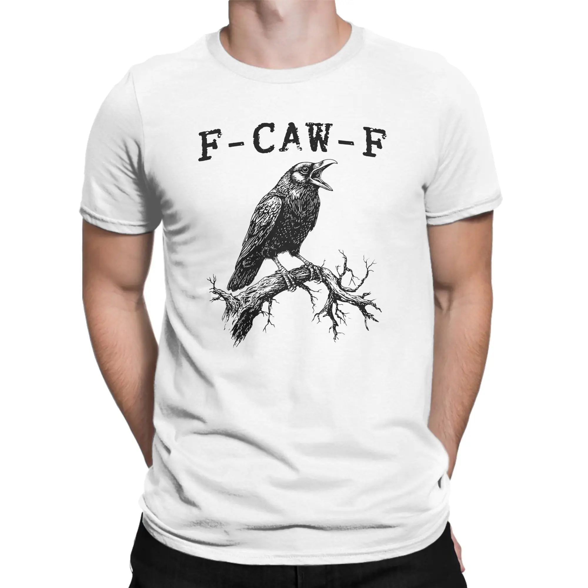 الإبداعية F-Caw-F تي شيرت الرجال طاقم الرقبة القطن تي شيرت قصير الأكمام تي شيرت الملابس الأصلية