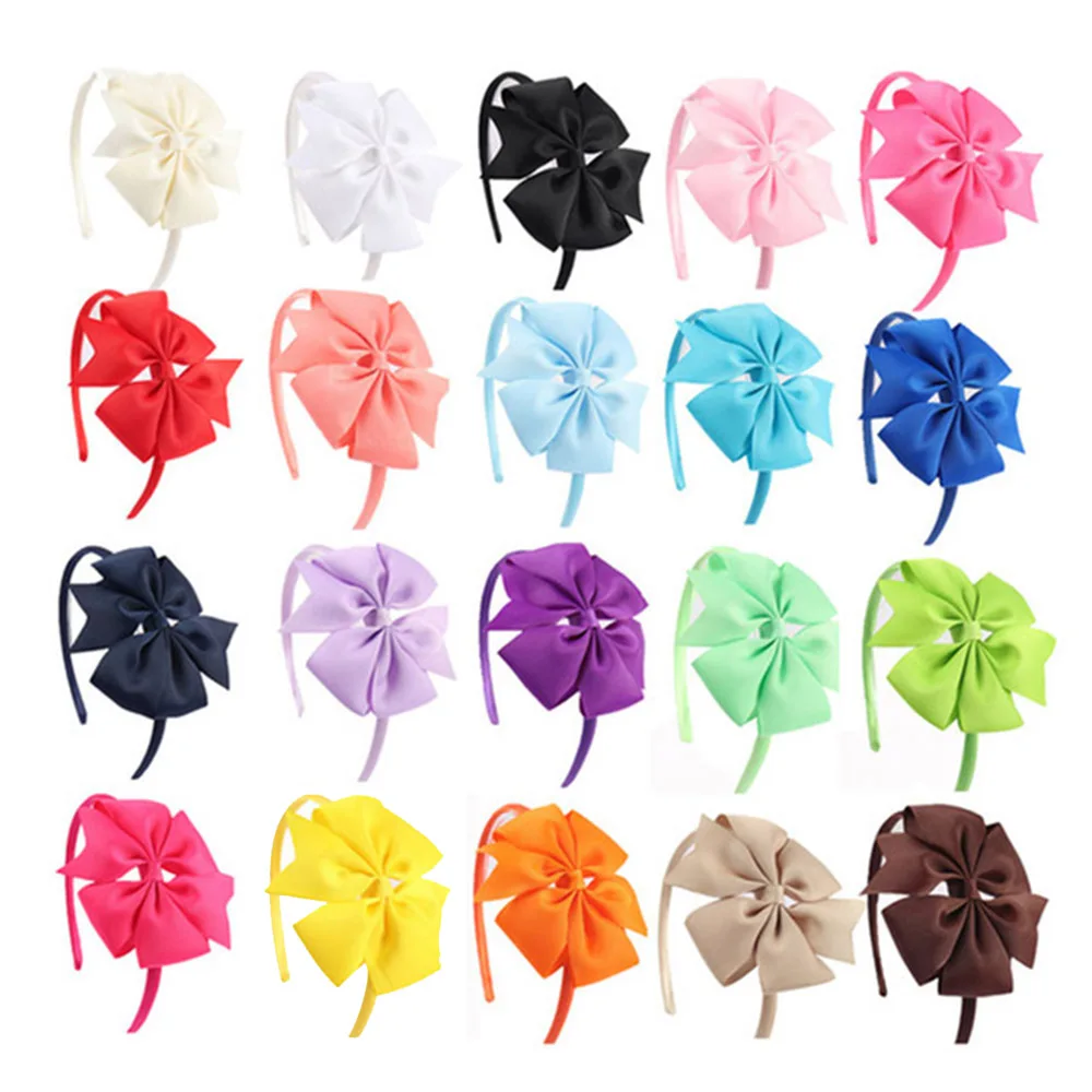 New Fashion Layered Hairbands Solid Grosgrain Ribbon Bows Headband Handmade Boutique Hairhoop Hair Accessories For Women Girls