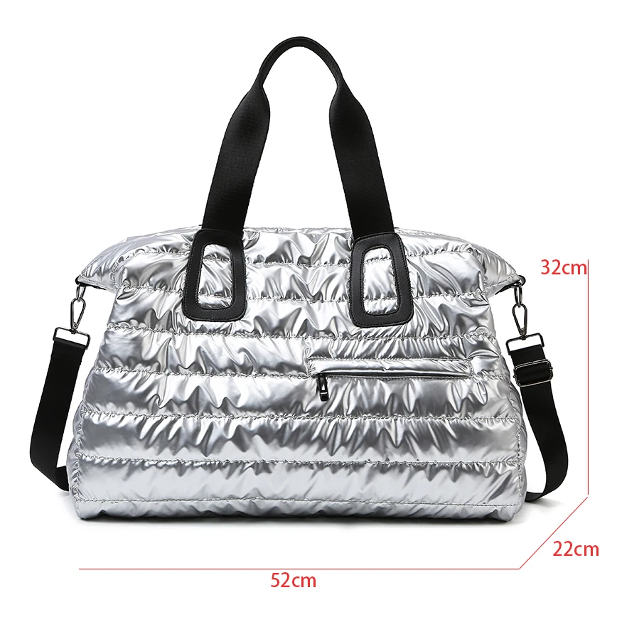 Imagem -06 - Bolsa de Ombro Impermeável de Nylon para Mulheres Grande Capacidade Algodão Espacial Preto e Prata Grande Bolsa Mensageiro Bolsa de Viagem Feminina Inverno