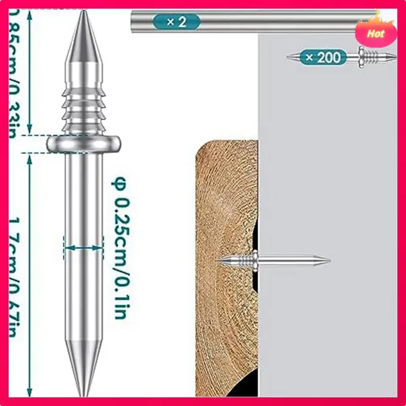 Chiodo senza giunture con filettatura per battiscopa a doppia testa da 400 pezzi, set di viti per filettatura per battiscopa antiruggine senza traccia con 4 aste, con chiodo