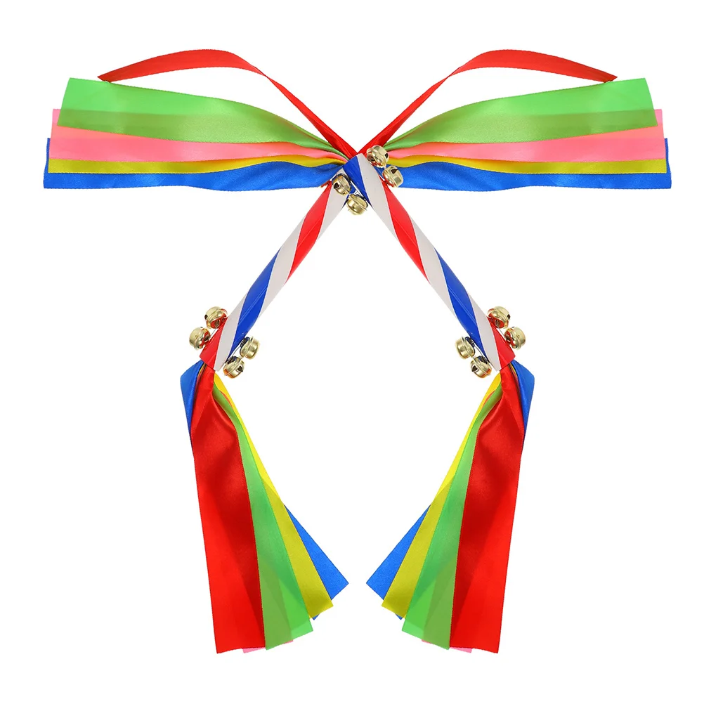 

2Pcs Colorful Kids Pom Poms with Bells Sticks Reusable Performance Props for School Competitions Outdoor Games