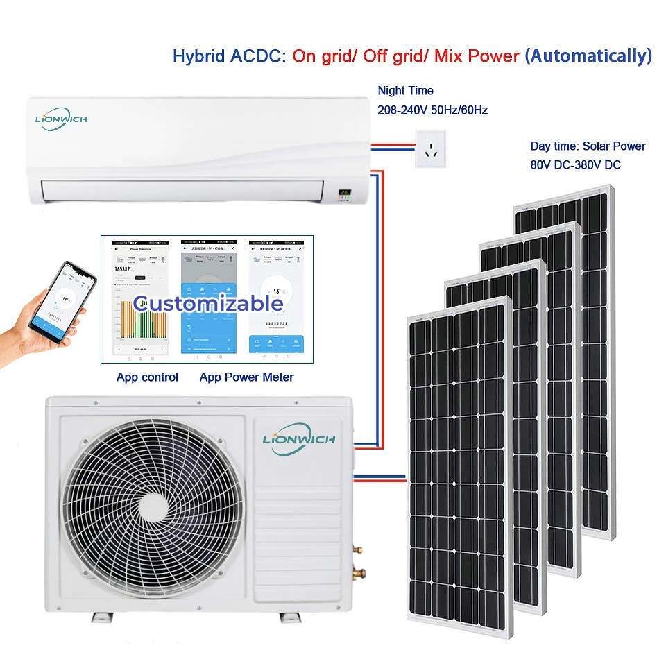 Deye Hybrid Off Grid Solar Cell MIni Panel DC Energy Airconditioner Wall Split Air Conditioner Solar Powered