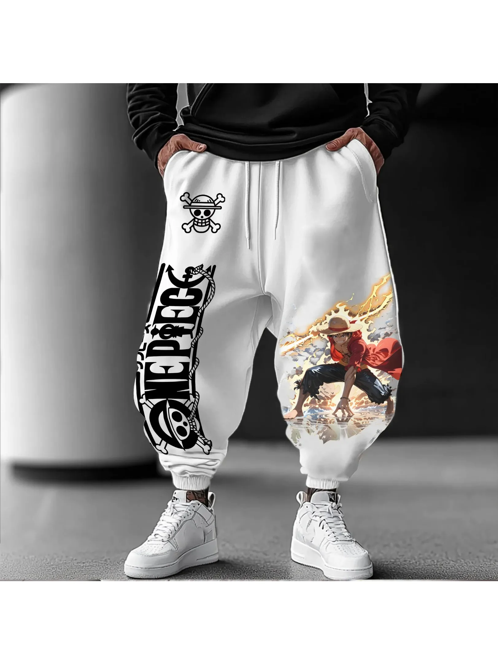 ONE PIECE Luffy Pantalon imprimé périphérique d'animation japonaise Sports américains Mode d'automne Leggings en coton pour hommes et femmes