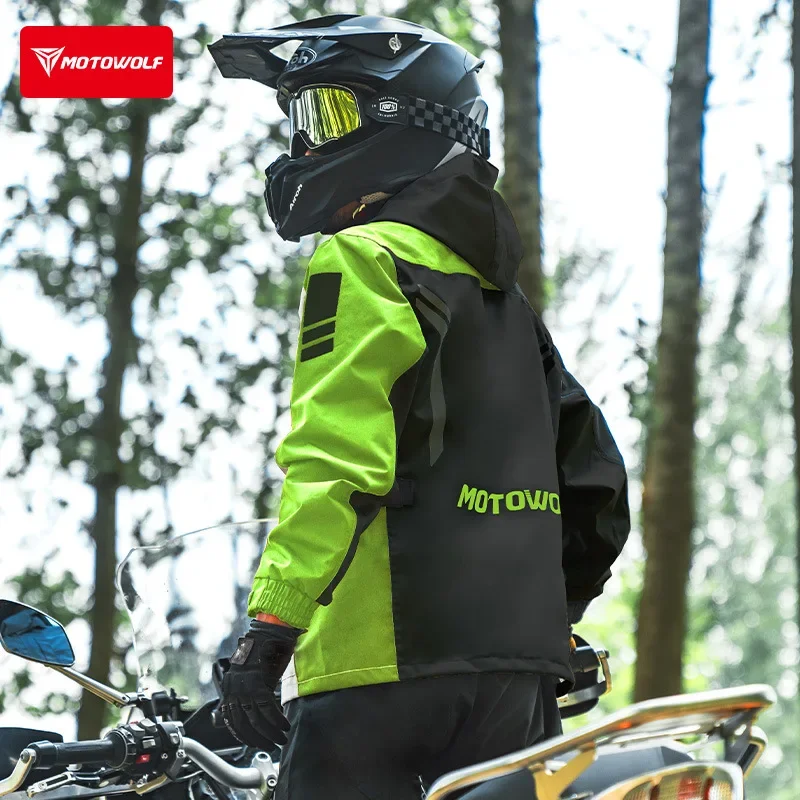 

MOTOWOLF Motorcycle Waterproof Raincoat Riding Jacket Anti-Rainstorm Rally Riding Wear Split Single Rider Rain Cover Rain Pants