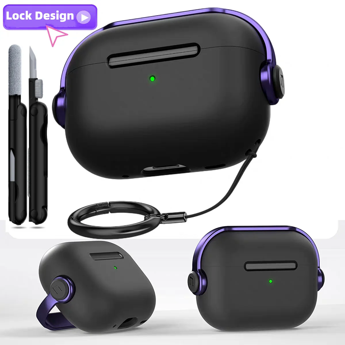 เคสสำหรับ Airpods Pro 3 2025 พร้อมระบบล็อคที่ปลอดภัยและชุดทำความสะอาด เคสป้องกันหูฟังสำหรับ Airpods Pro 3/Pro 2/4
