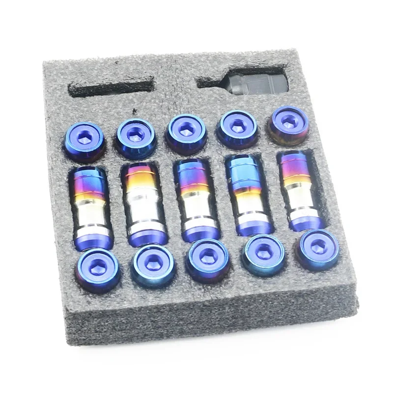 Volk racing verdeckte heptagon formel stahlräder verriegelung ösen muttern acken felge nahes ende m12x1, 5 m12x1, 5 brennend blau 20 teile/satz