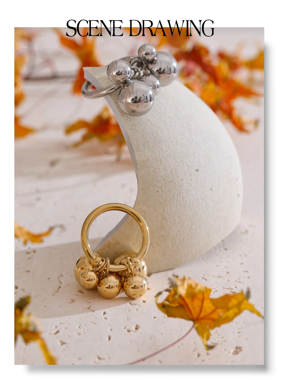 Yhpup # Edelstahl-Perlen, Kugel, handgefertigter Ring, rostfrei, 18 Karat PVD-beschichtet, personalisierter, trendiger Charm-Fingerschmuck 2025 – Detail 17