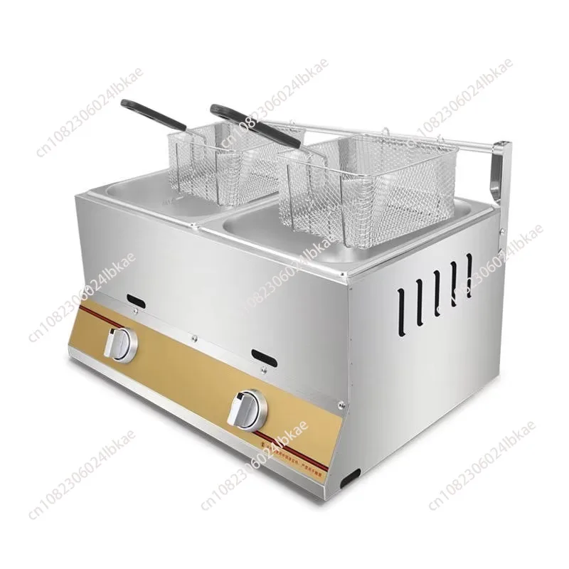 2 tanks 2 baskets chicken french fries fryer small deep fryer commercial double tank AAAA 16L 3